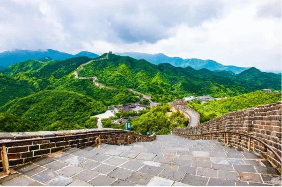 Badaling Great Wall restored wall with broad mountain view from Beijing
