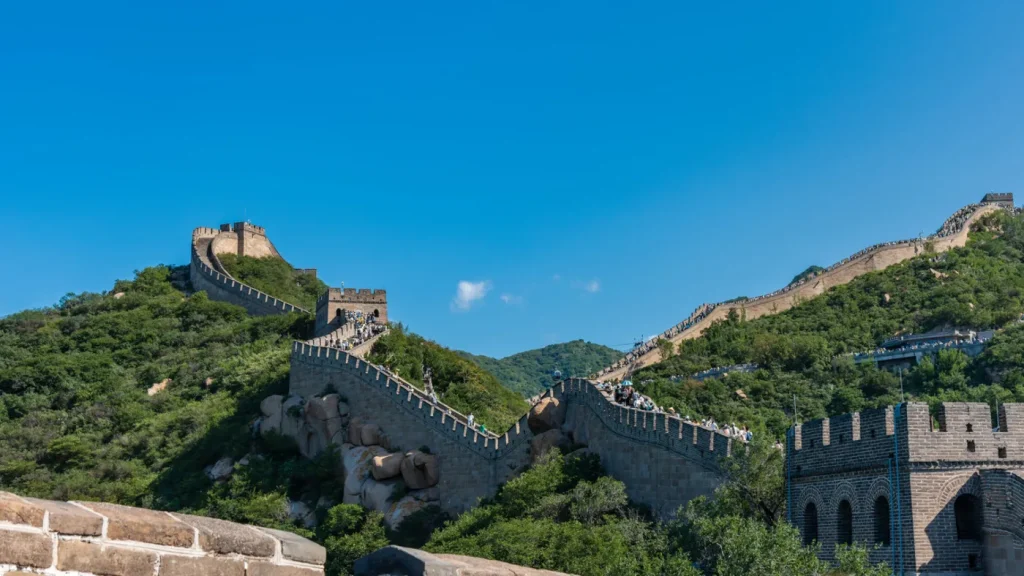 Restored Badaling Great Wall section with broad mountain views