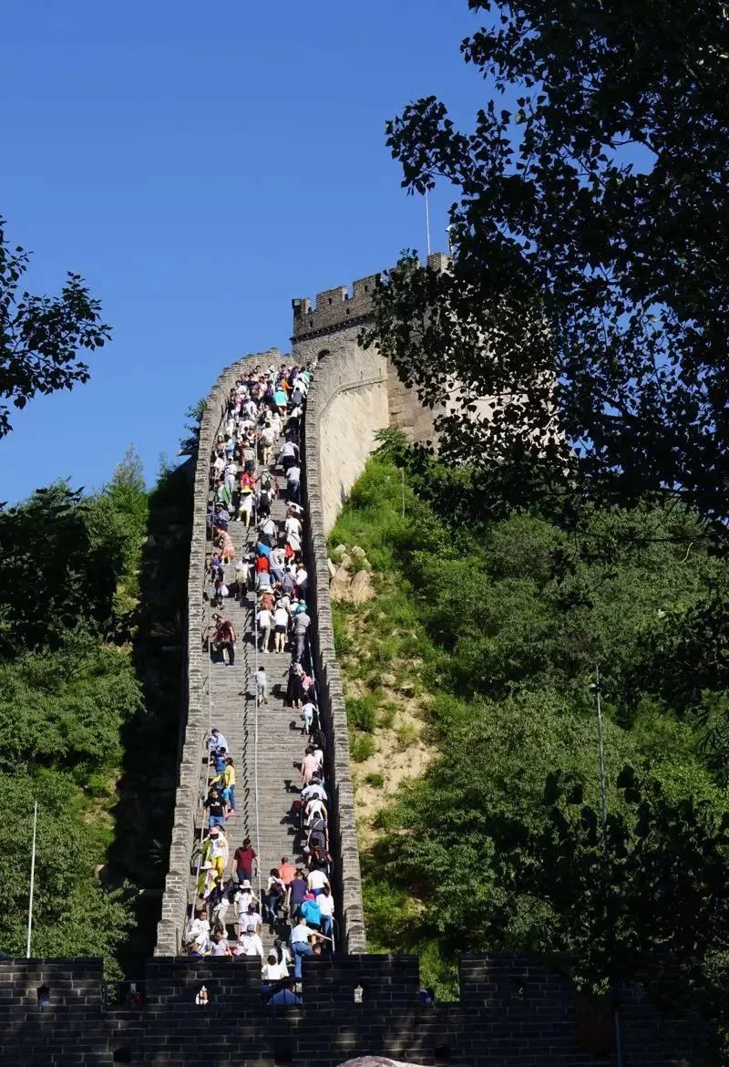 Badaling Great Wall cable car crossing a shaded valley