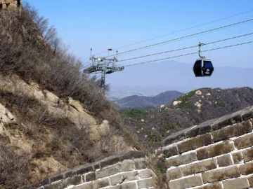 Badaling cable cars running beside the Great Wall