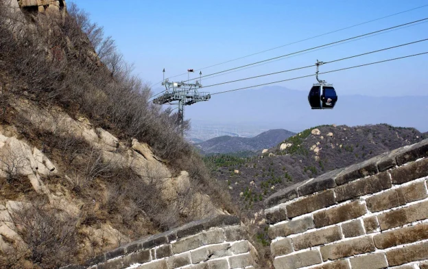 Badaling cable cars running beside the Great Wall