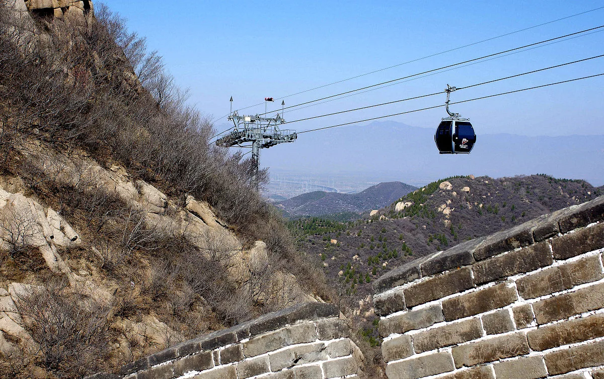 Badaling cable cars running beside the Great Wall