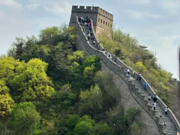 Badaling Great Wall steep stone steps and watchtower
