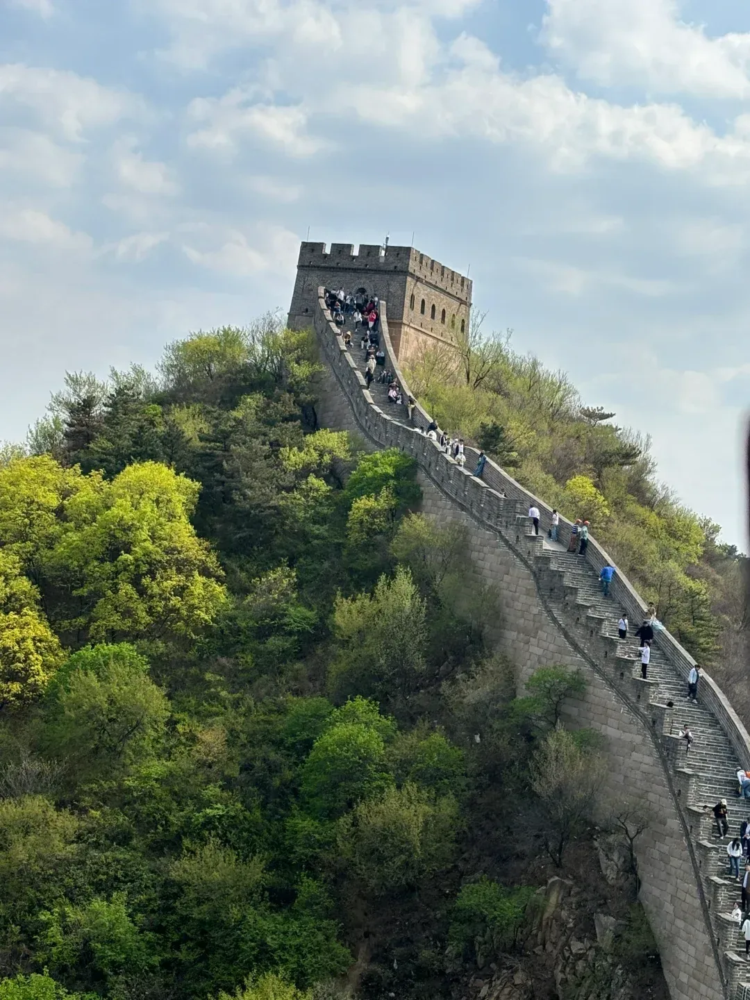 Badaling Great Wall steep stone steps and watchtower