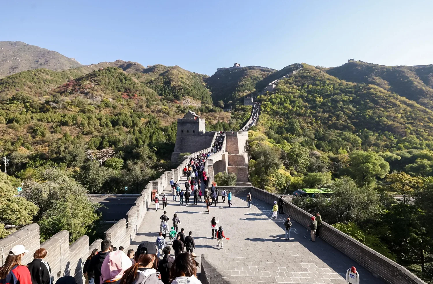 Green Great Wall scenery in early autumn near Beijing