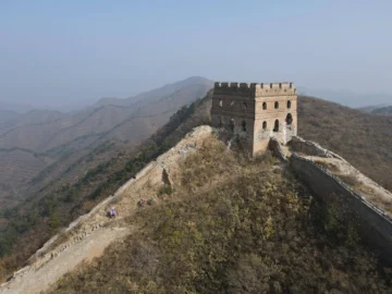 Gubeikou Great Wall watchtower on a dry ridge