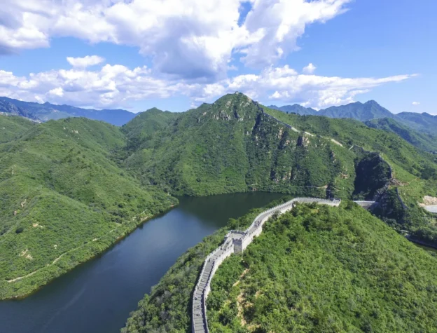Wide lake view at Huanghuacheng Water Great Wall