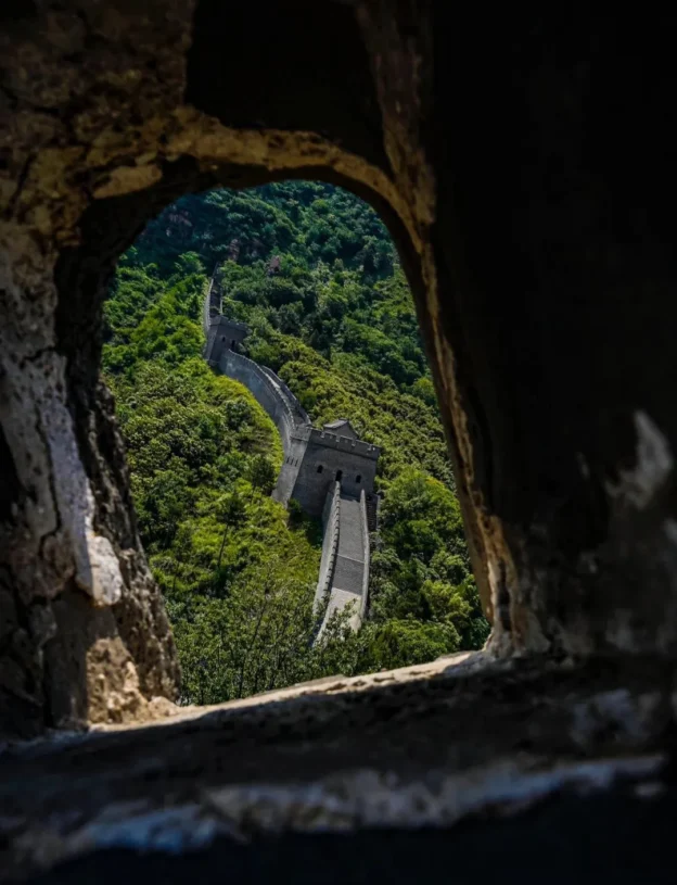 Huangyaguan Great Wall seen through a stone opening