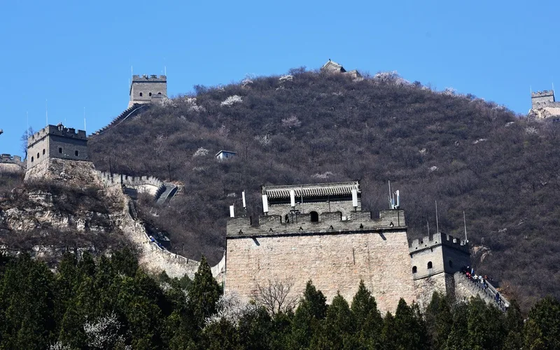 Juyongguan Pass Great Wall towers and valley wall near Beijing