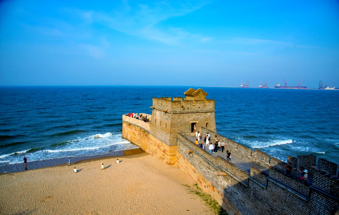 Laolongtou Great Wall beside the beach and sea
