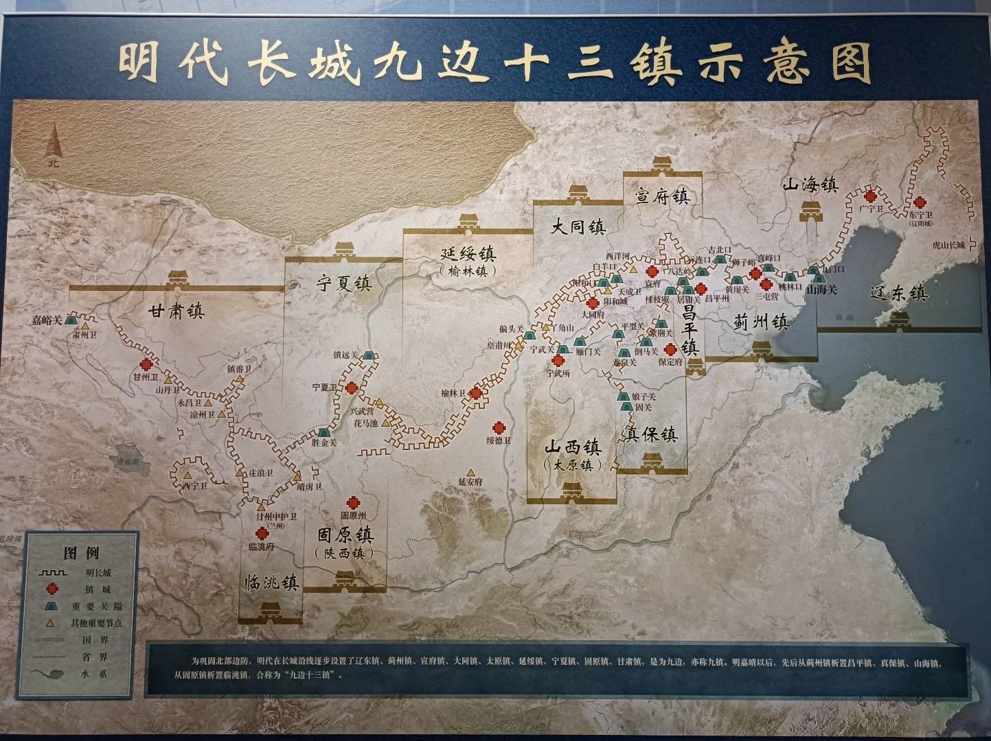 Map board showing Ming Great Wall sections and passes