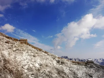 Winter sunset over Mutianyu Great Wall in February near Beijing