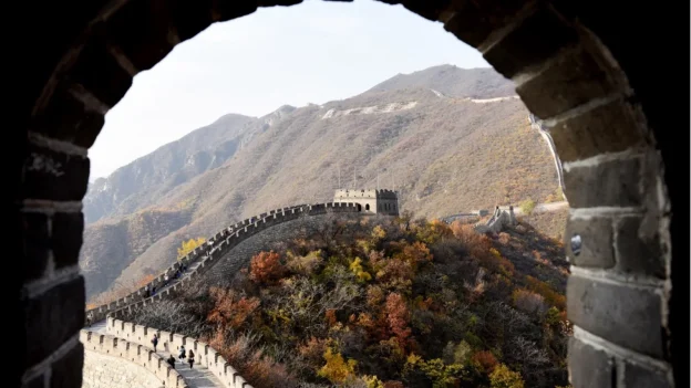 Mutianyu Great Wall running through green mountains near Beijing