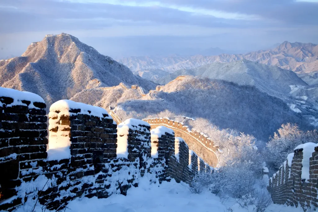 Winter mountain view from Mutianyu Great Wall in January
