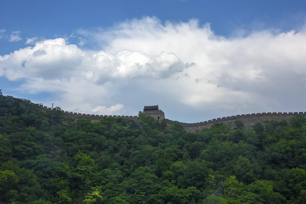 Mutianyu Great Wall under summer clouds in June