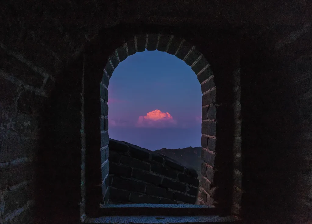 Mutianyu Great Wall mountain view from a restored walking route