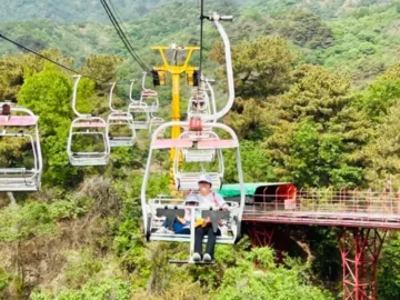 Mutianyu Great Wall chairlift and forested ridges