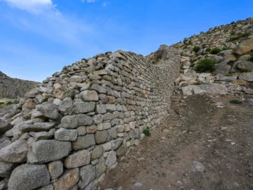Close view of stonework on an ancient Great Wall section