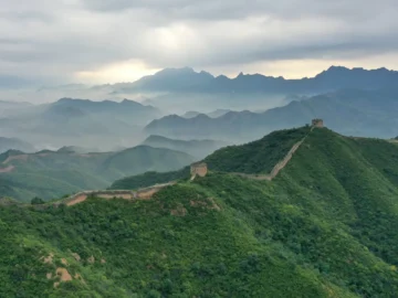 Wide mountain ridge view at Simatai Great Wall