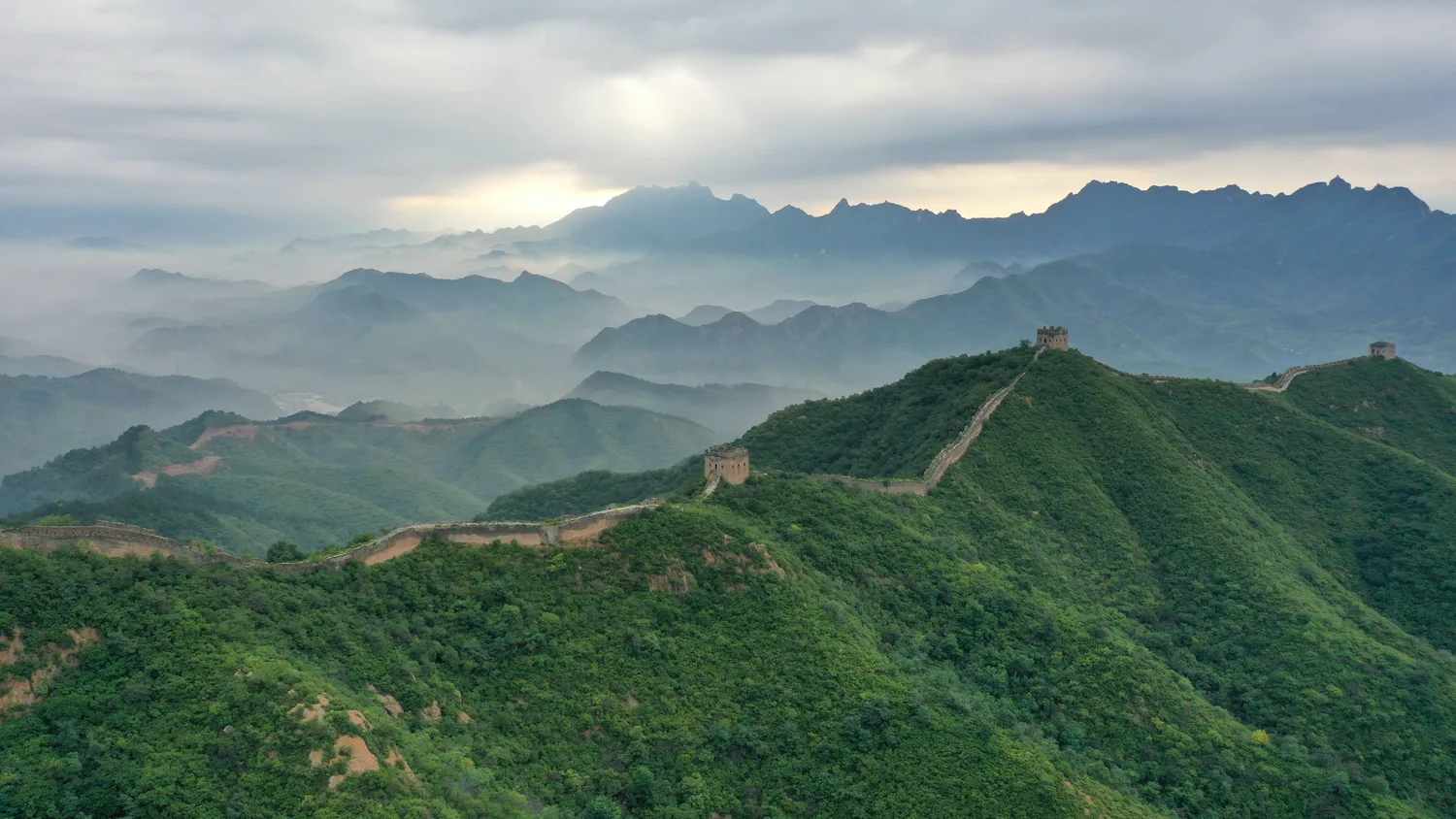 Wide mountain ridge view at Simatai Great Wall