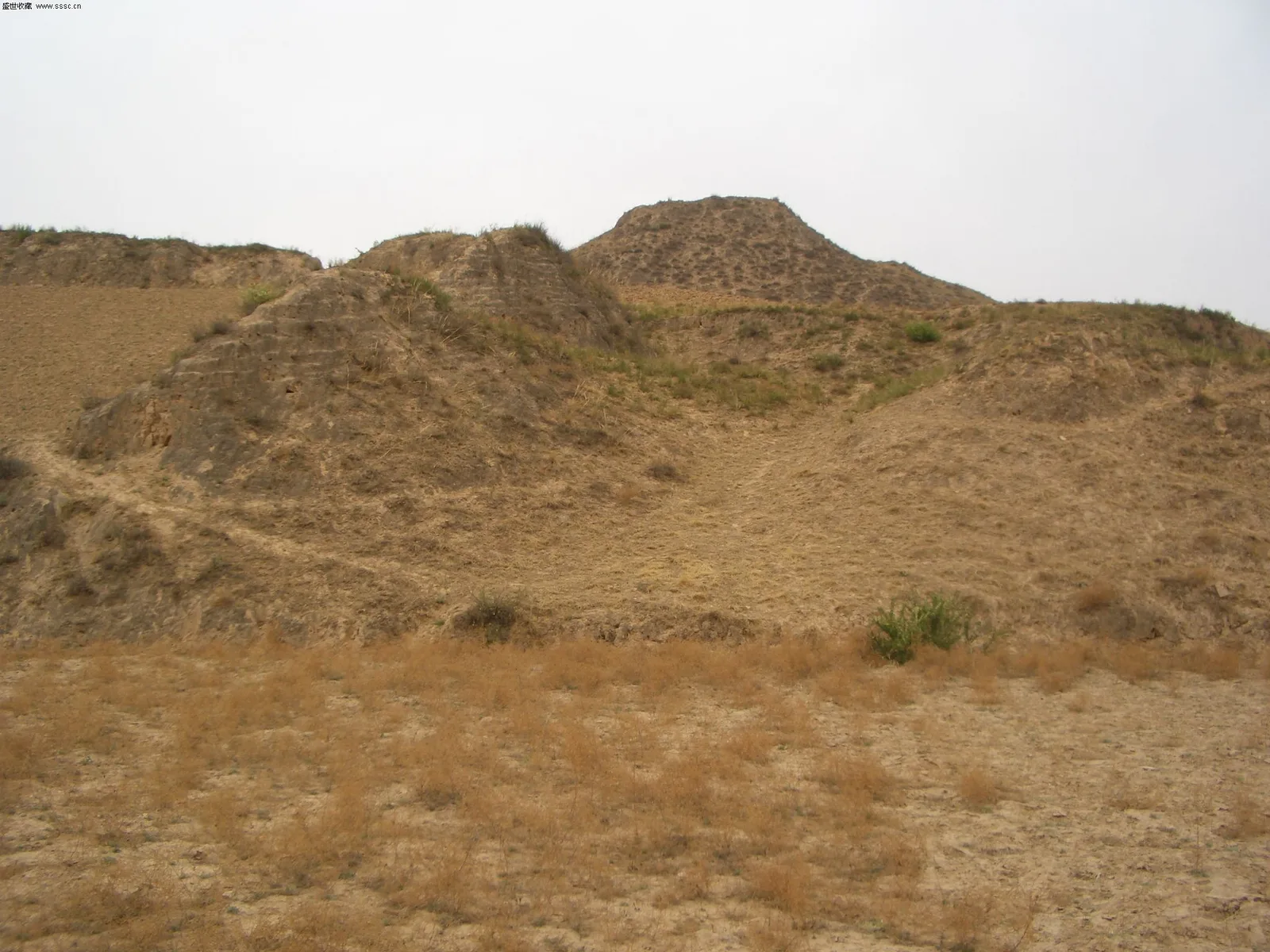 Open ridge view of early Great Wall earthwork remains