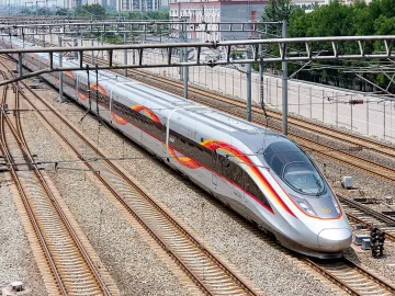 High speed train near Beijing South Railway Station for travelers planning a route to Mutianyu Great Wall