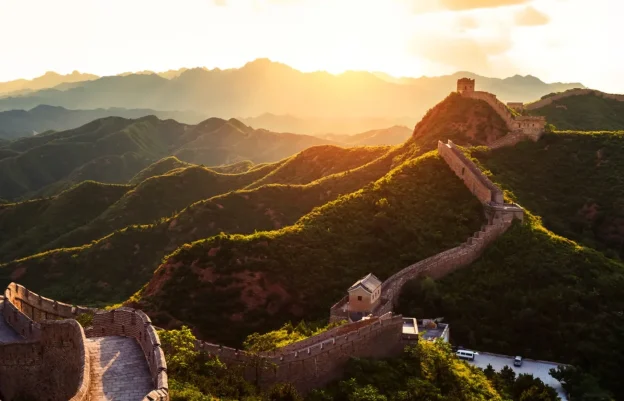 Badaling Great Wall ridge view at sunset for travelers planning a route from Beijing Capital Airport
