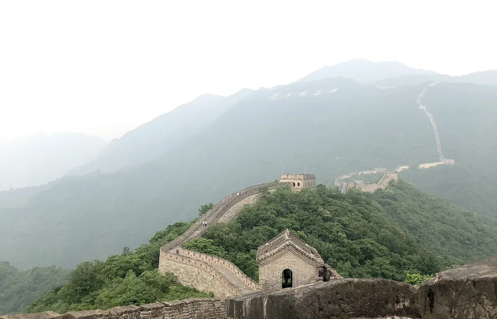 Mutianyu Great Wall restored wall and mountain ridges near Beijing