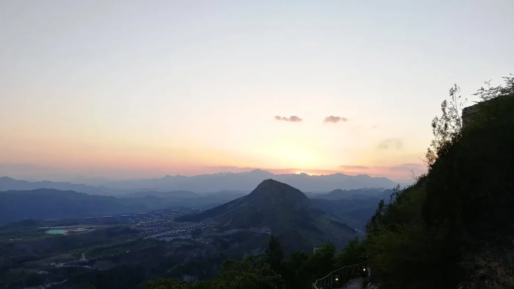 Sunset valley view from the Simatai Great Wall area near Gubei Water Town