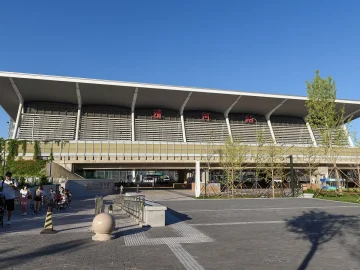 Qinghe Railway Station exterior in north Beijing for high-speed rail to Badaling