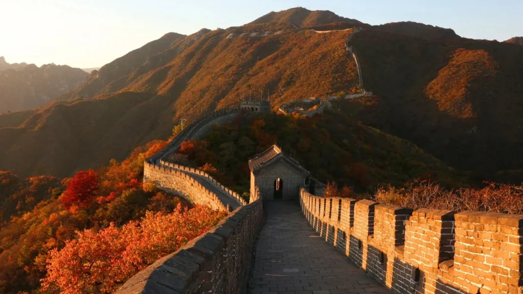 Mutianyu Great Wall route view with mountain scenery for first-time visitors