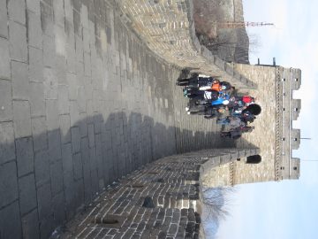 Visitors walking along the restored Mutianyu Great Wall
