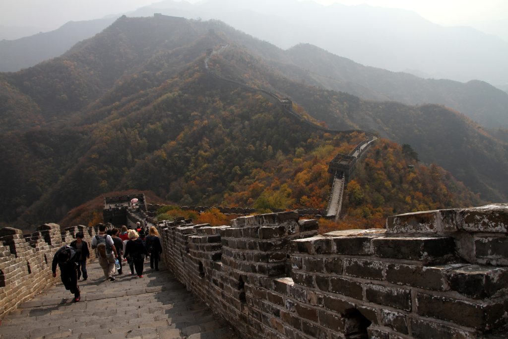 An autumn view of the Great Wall and surrounding hills at Mutianyu