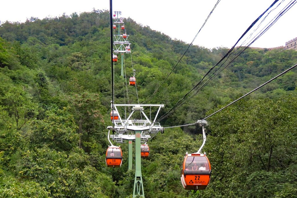 Mutianyu cable car cabins beside the Great Wall