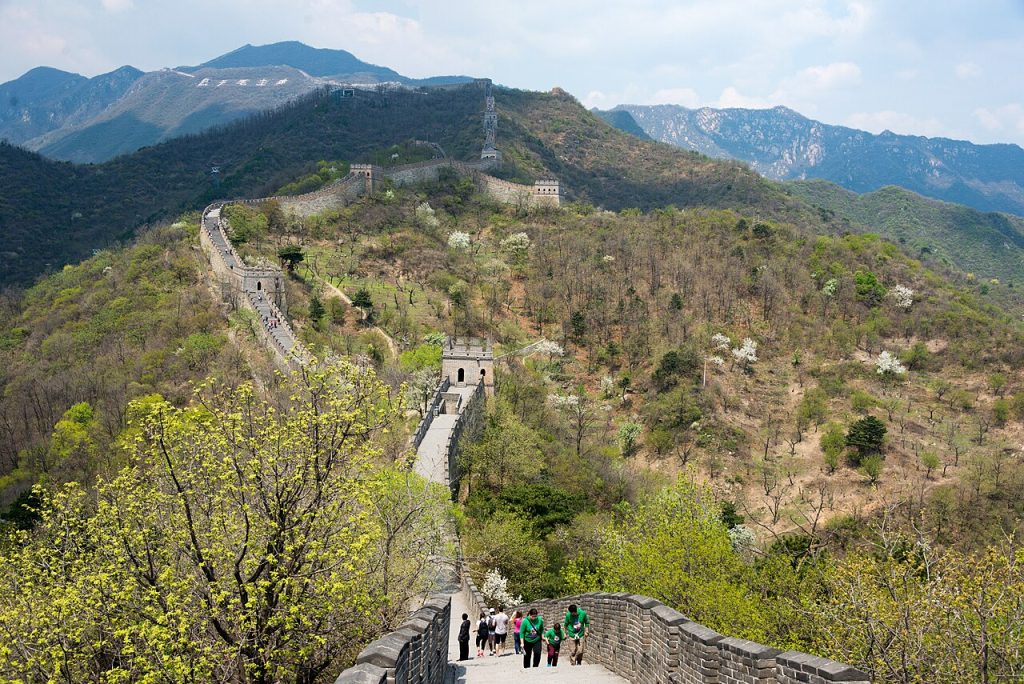 Mutianyu Great Wall towers and surrounding mountains
