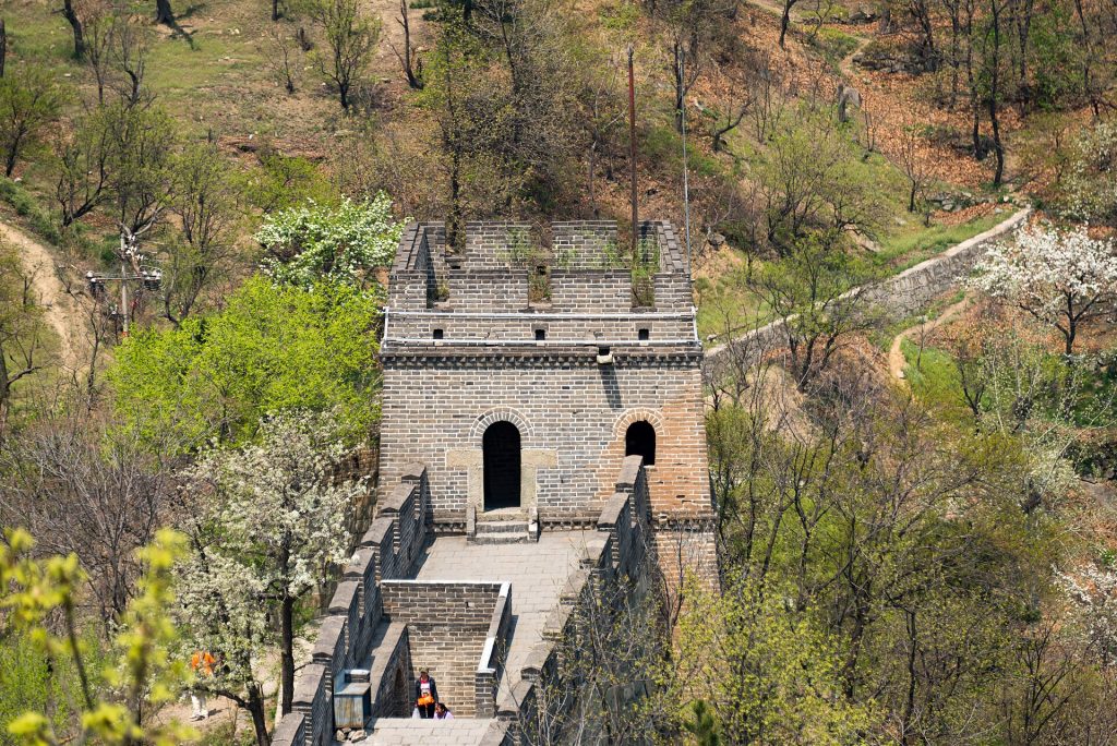 Stone path leading to a watchtower at Mutianyu Great Wall