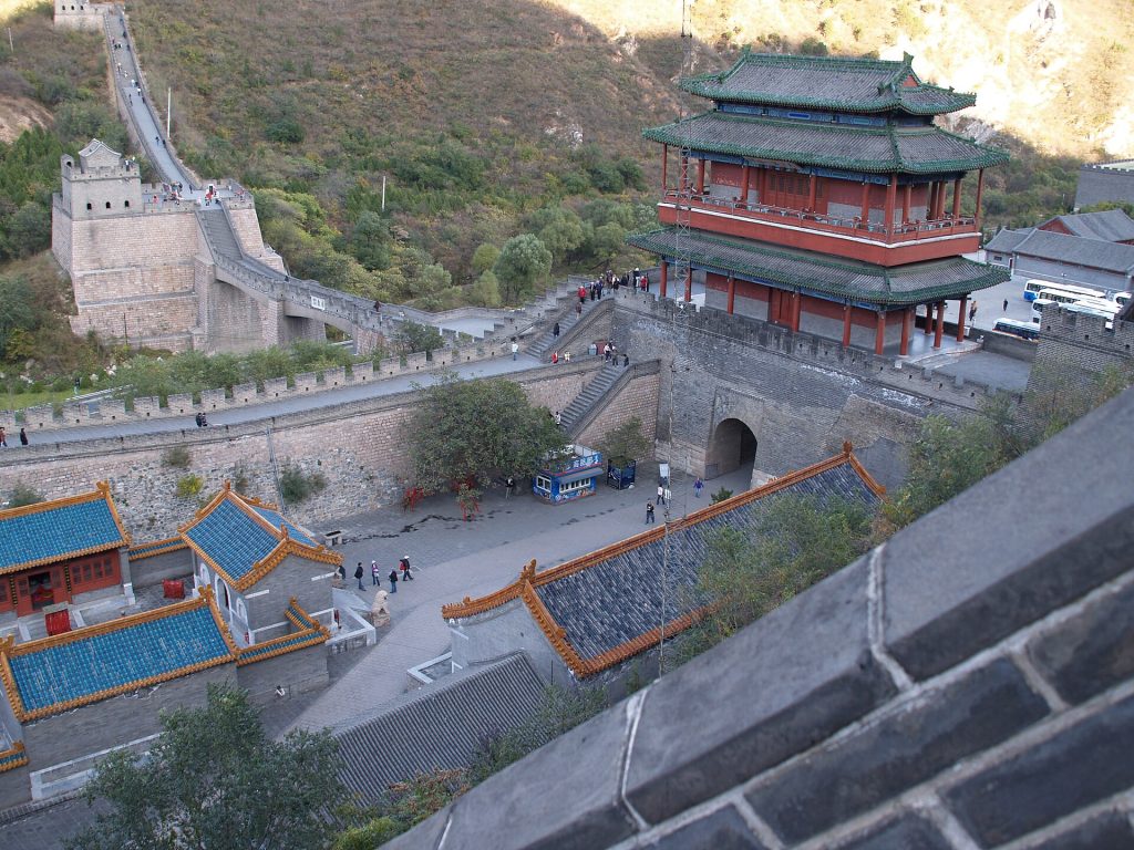 Badaling Great Wall visitor area and gate below the ramparts