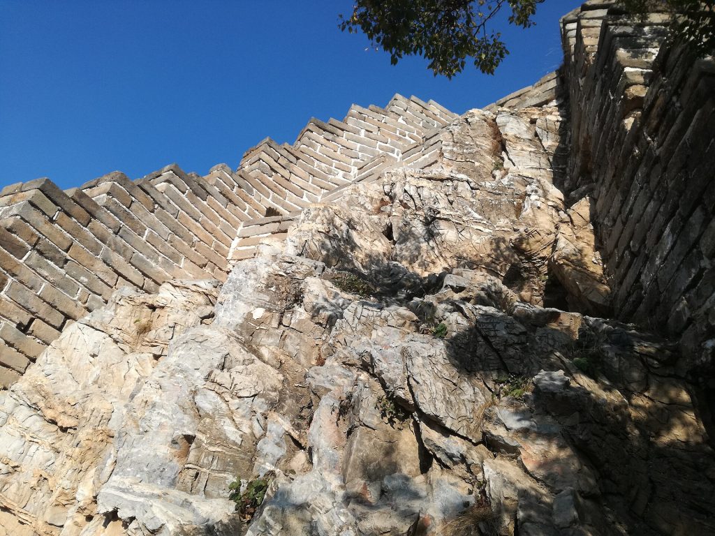 Uneven stonework and exposed rock at Jiankou Great Wall