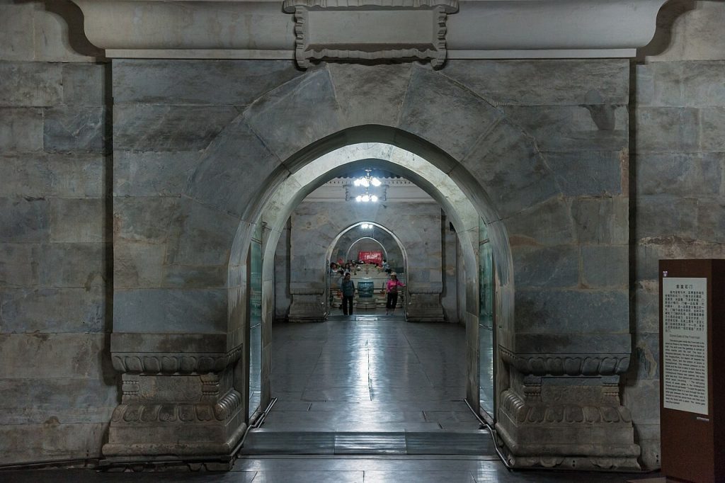 Stone doorway in the underground palace at Dingling