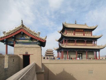Jiayuguan fortress walls and gate towers in Gansu