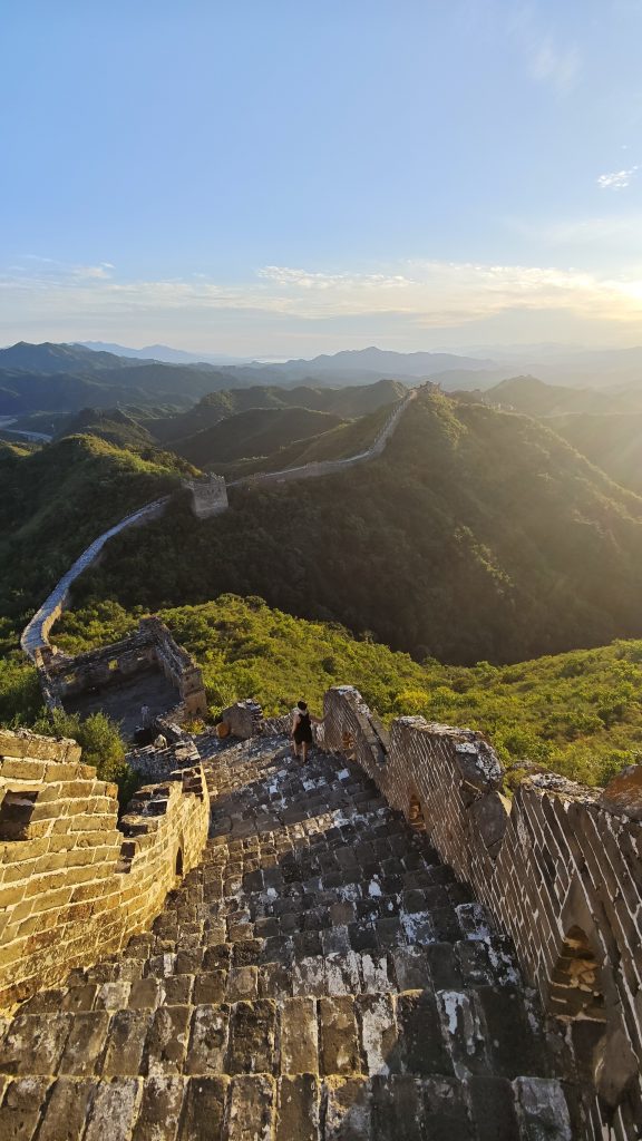 Watchtower and winding wall seen from Jinshanling Great Wall in September 2026