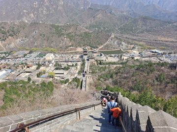 View down Juyongguan Great Wall into the fortified mountain pass