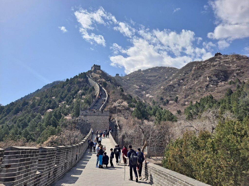 Visitors climbing the stepped Juyongguan Great Wall